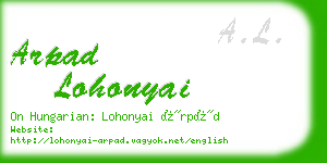 arpad lohonyai business card